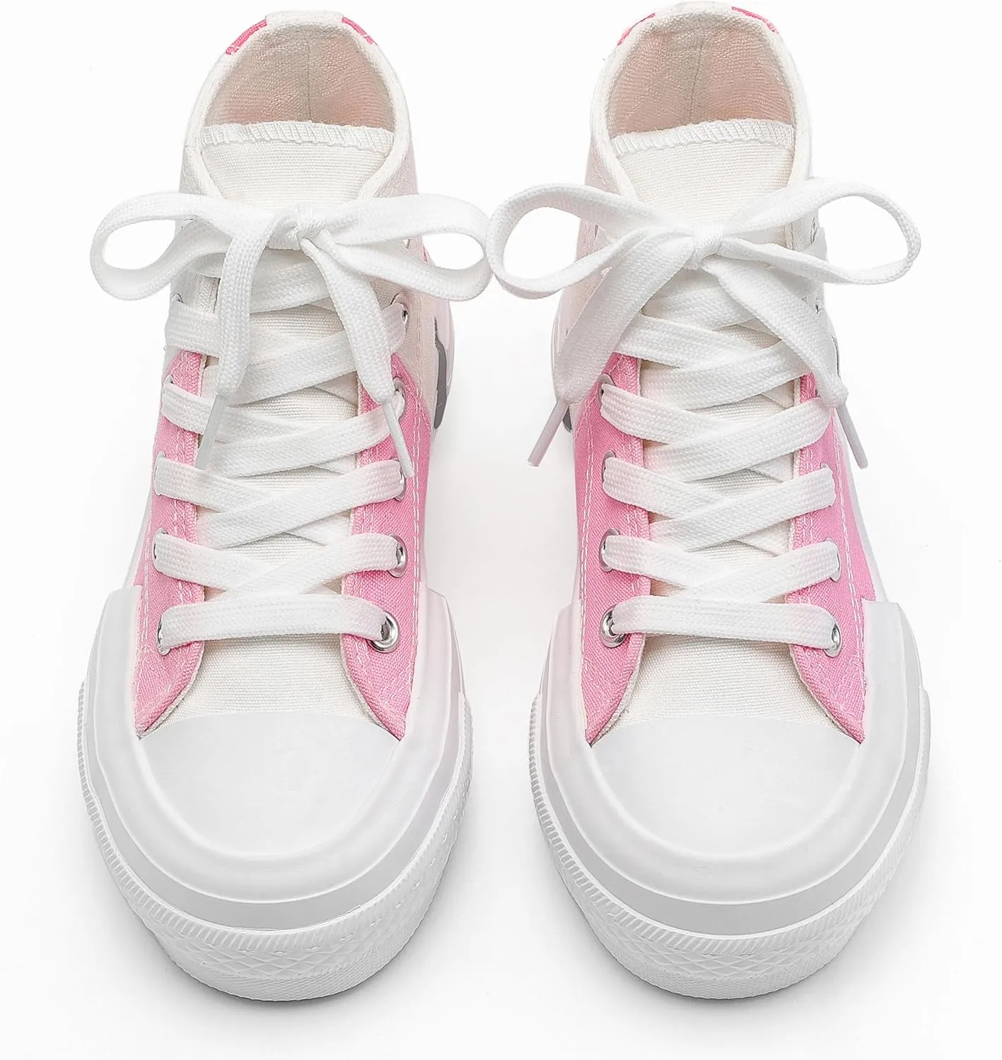 ANTLULU Girls Platform Canvas Shoes Low Top and High Top Canvas Sneakers Lace-up Fashion Casual Shoes for Girls