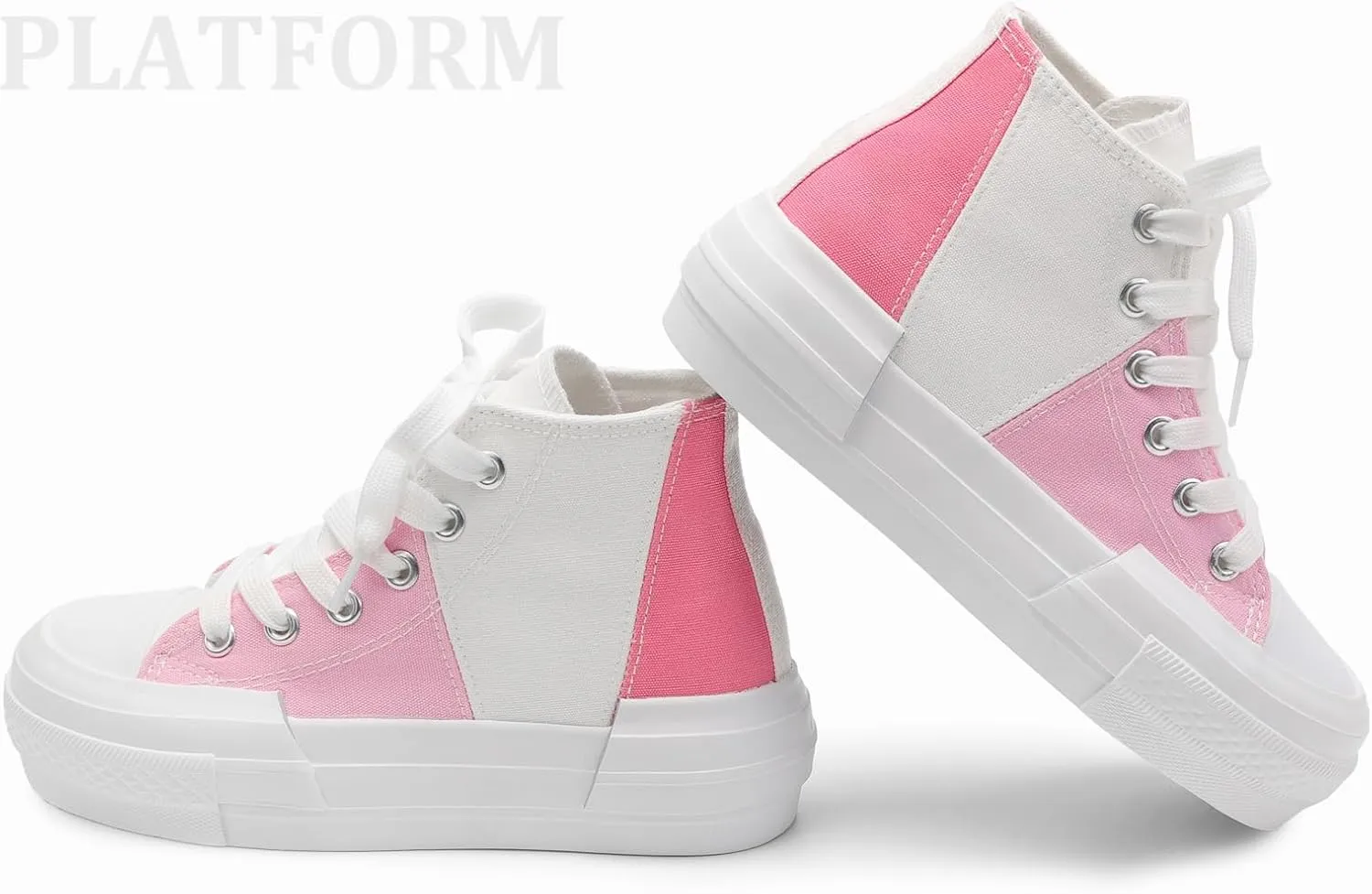ANTLULU Girls Platform Canvas Shoes Low Top and High Top Canvas Sneakers Lace-up Fashion Casual Shoes for Girls