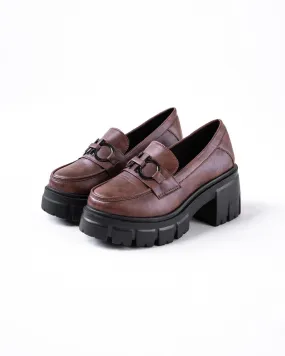 Chain Decor Korean Style Chunky Brown Shoes