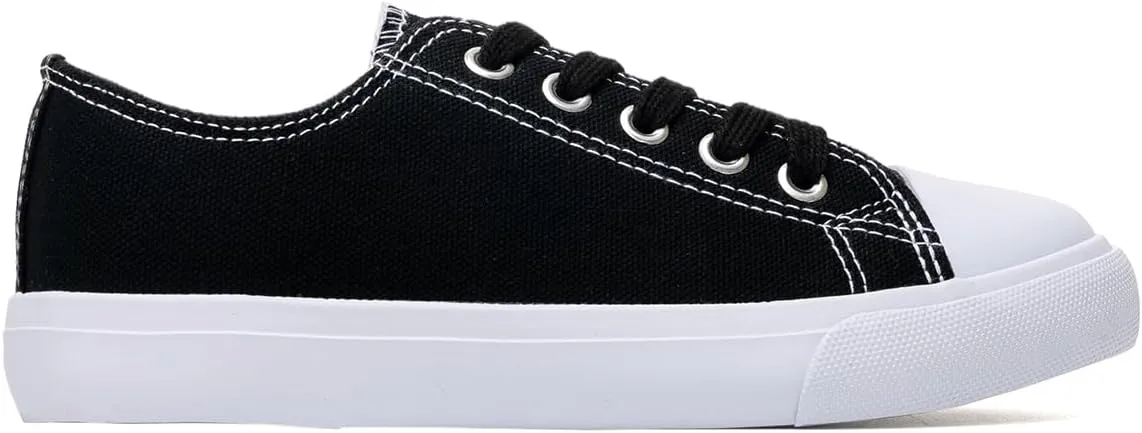 Classic Unisex Low-Top Canvas Sneakers  Boys Girls and Toddler Casual Lace-Up Shoes with Rubber Sole, Includes Extra White Shoelaces