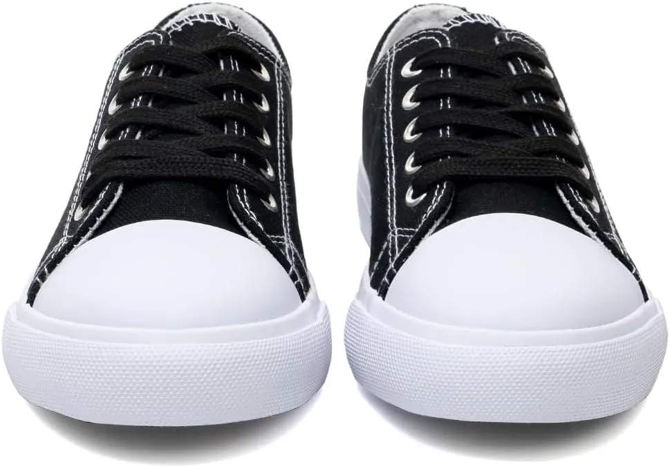 Classic Unisex Low-Top Canvas Sneakers  Boys Girls and Toddler Casual Lace-Up Shoes with Rubber Sole, Includes Extra White Shoelaces