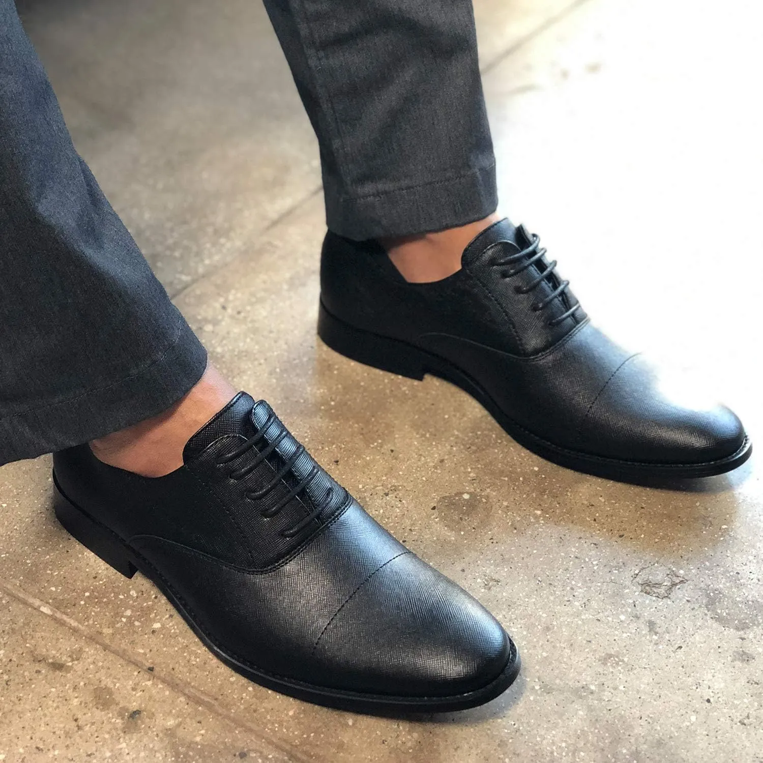 Ferro Aldo Mens Classic Vegan Leather Lace-Up Oxford Formal Dress Shoes