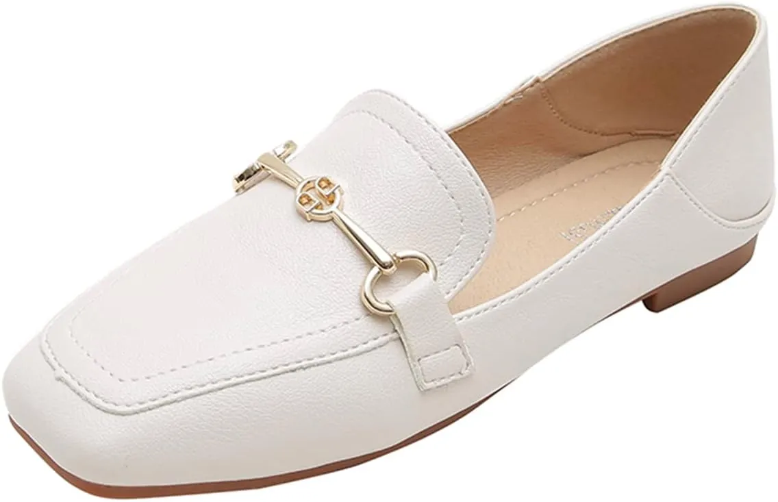 JOEupin Women's Penny Loafers Comfort Slip On Casual Flat Shoes Classic Walking Business Office Shoes