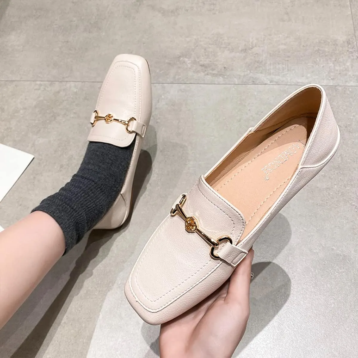 JOEupin Women's Penny Loafers Comfort Slip On Casual Flat Shoes Classic Walking Business Office Shoes
