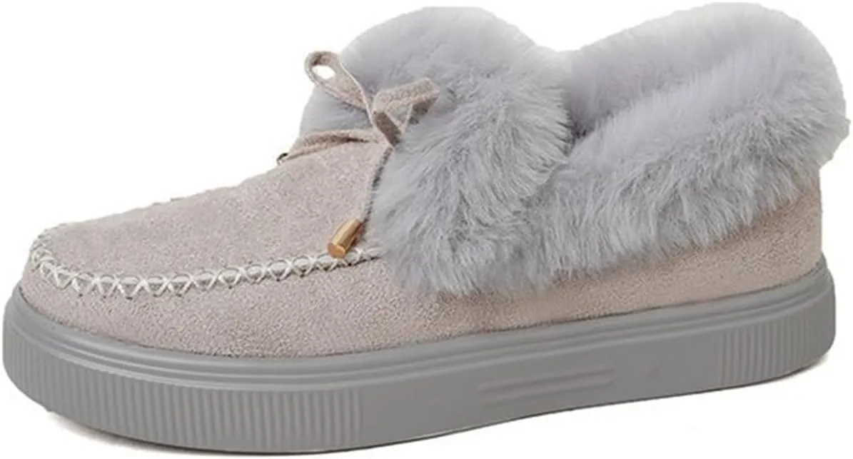 Ladmiple Boots For Women Ankle Booties Winter Snow Boots Warm Slip On Outdoor Fur Lined Comfortable Fashion Walking Shoes