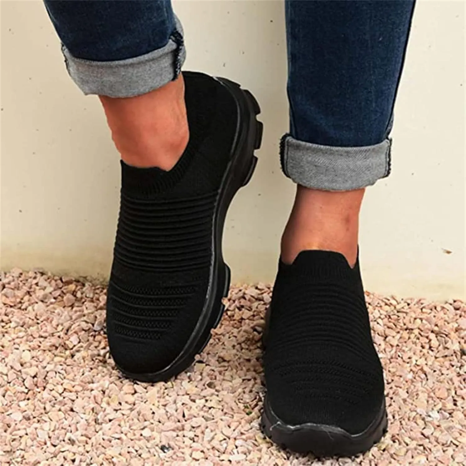 Ladmiple Shoes For Women Slip On Sneakers Running Shoes Non Slip Tennis Walking Sneakers Fashion Slip On Platform Shoes