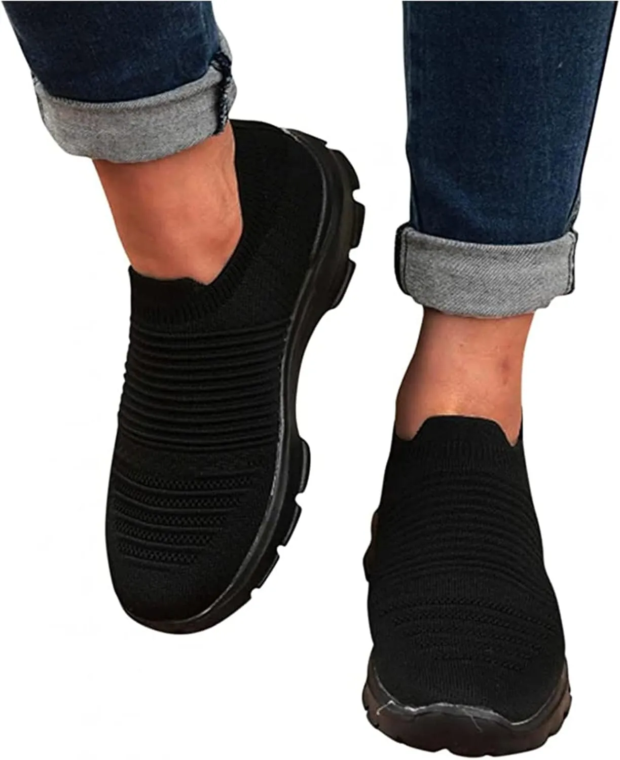 Ladmiple Shoes For Women Slip On Sneakers Running Shoes Non Slip Tennis Walking Sneakers Fashion Slip On Platform Shoes