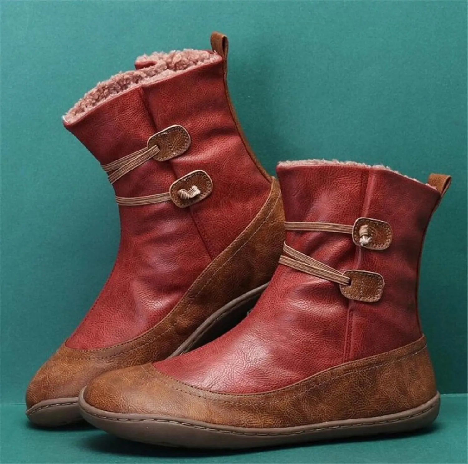 Ladmiple Snow Boots For Women Cute Tall Mid Calf High-top Winter Boots Slip on Warm Comfort Outdoor Fur Lined Ankle Booties
