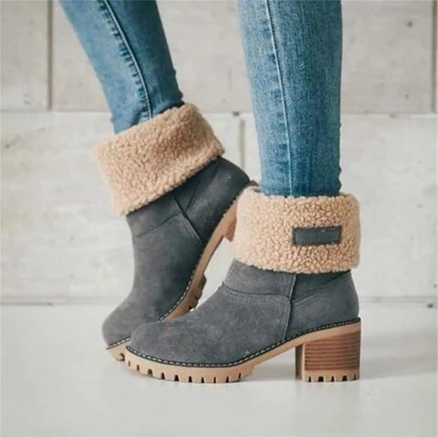 Lausiuoe Snow Boots For Women Wide Width Warm Winter Fuzzy Ankle Booties Cute Silp On Comfortable Casual Fashion Loafers