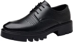 Luxury Leather Cap-Toe Oxfords for Men - Summer Business Formal Shoes with Cork Footbed, Leather Lining & Oil-Resistant Rubber Outsole, Perfect for Corporate Environments
