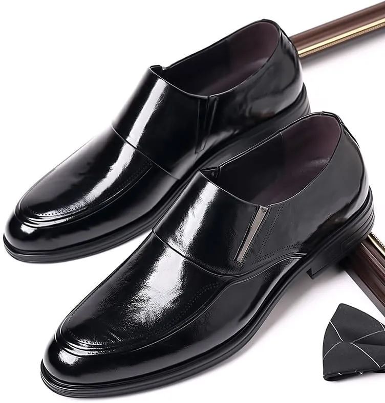 Men's Genuine Leather Platform Slip-On Oxfords Shoes