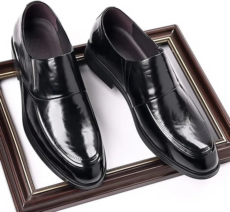 Men's Genuine Leather Platform Slip-On Oxfords Shoes