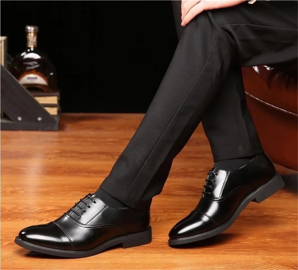 Mens Leather Oxford Dress Shoes Formal Lace Up Wedding Business Comfortable Slip Resistant