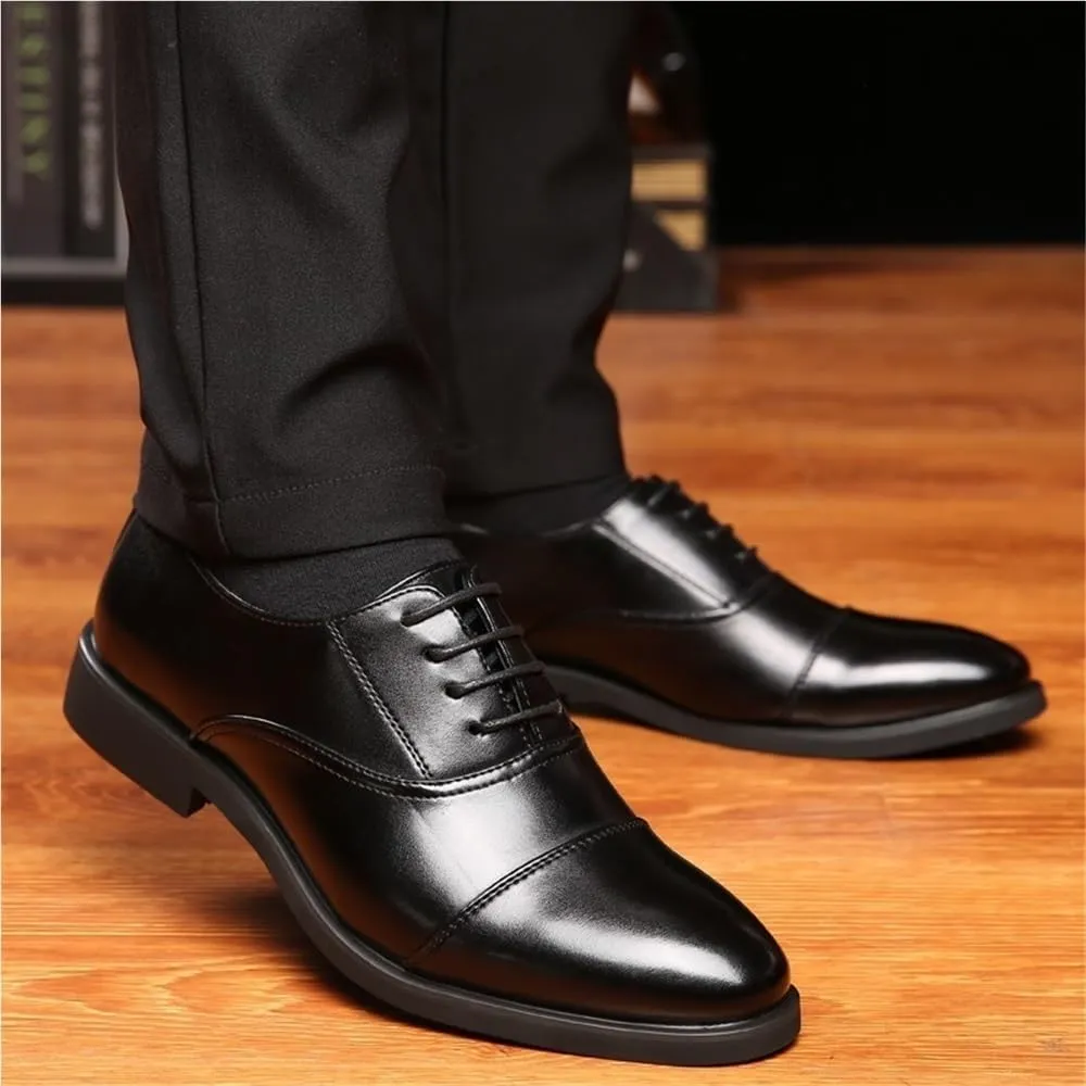 Mens Leather Oxford Dress Shoes Formal Lace Up Wedding Business Comfortable Slip Resistant