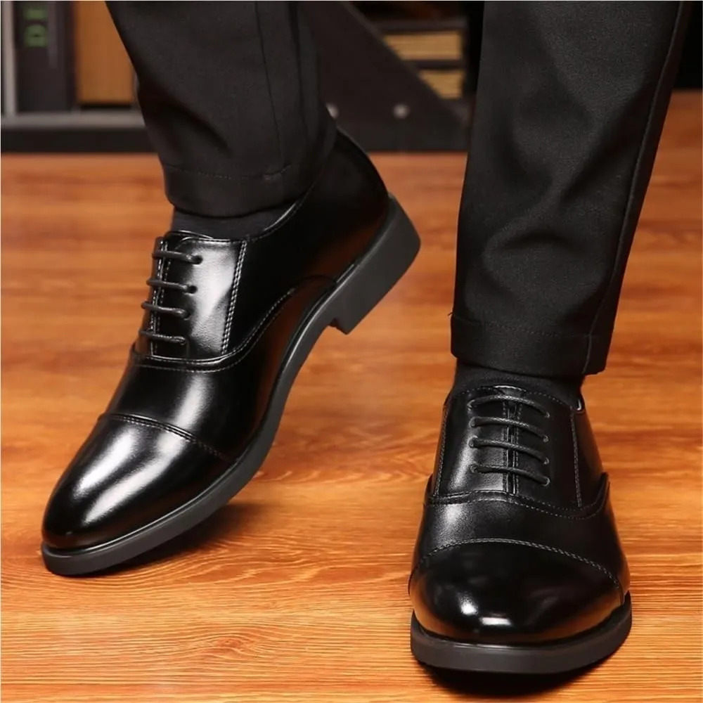 Mens Leather Oxford Dress Shoes Formal Lace Up Wedding Business Comfortable Slip Resistant
