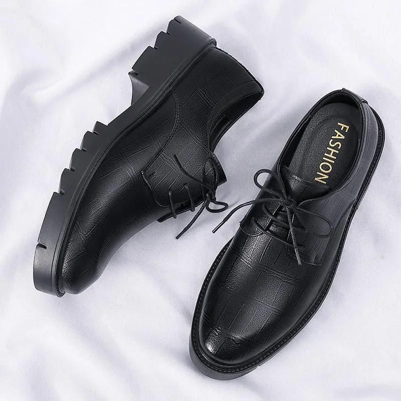 Mens Leather Oxford Shoes for Business Formal Occasions, Classic Lace-Up Dress Shoes