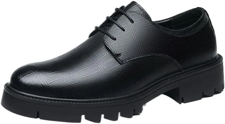 Mens Leather Oxford Shoes for Business Formal Occasions, Classic Lace-Up Dress Shoes