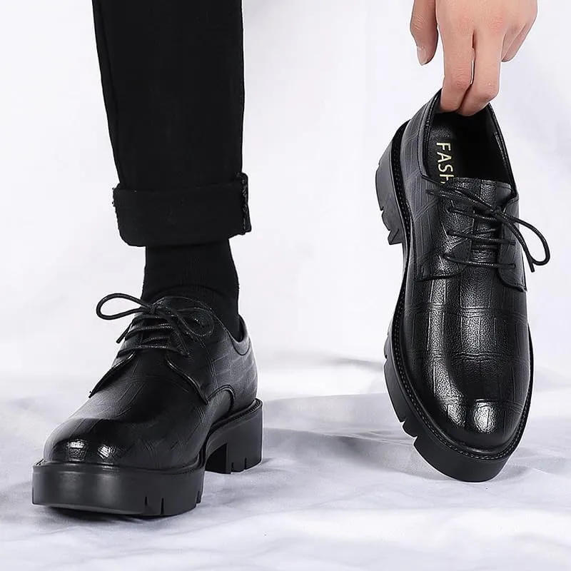 Mens Leather Oxford Shoes for Business Formal Occasions, Classic Lace-Up Dress Shoes