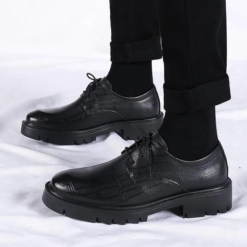 Mens Leather Oxford Shoes for Business Formal Occasions, Classic Lace-Up Dress Shoes