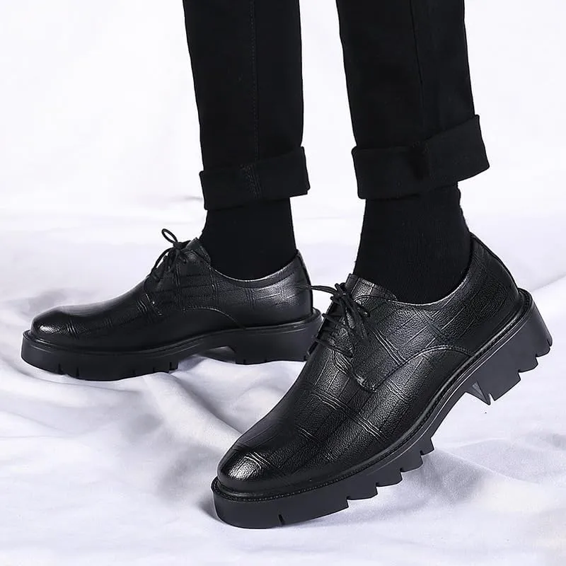 Mens Leather Oxford Shoes for Business Formal Occasions, Classic Lace-Up Dress Shoes