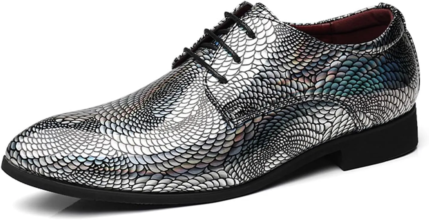 Mens Oxfords Leather Dress Shoes Men's Polishing Patent Leather Chunky Platform Low Heels Comfortable Anti-Slip Pointed Toe Causal Shoes