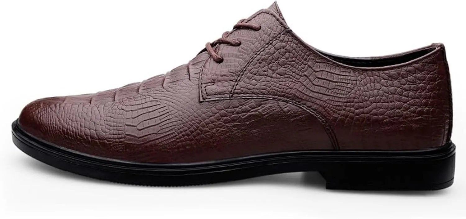 Men's Patent Leather Formal Oxfords Fashion Pointed Toe Lace-Up Comfortable Business Dress Genuine Leather Dress Formal Shoes for Men for Paty Wedding
