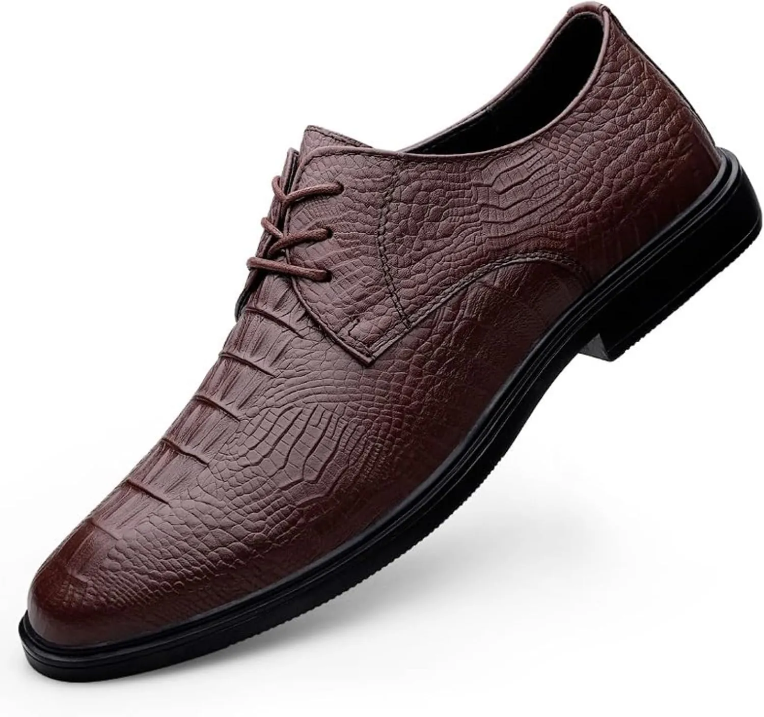 Men's Patent Leather Formal Oxfords Fashion Pointed Toe Lace-Up Comfortable Business Dress Genuine Leather Dress Formal Shoes for Men for Paty Wedding