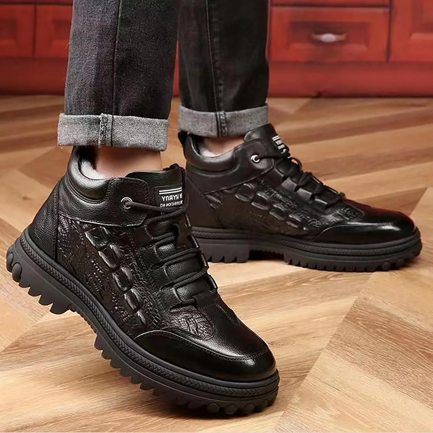 Men's Snow Boots,Waterproof Insulated Fur Boots Platform Insulated Fur Boots Trekking Snow Boots Winter Shoes for Women 2024