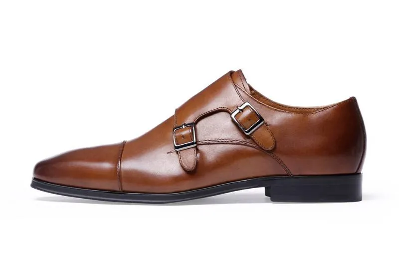Men's Wedding Leather Oxfords With Double Buckle
