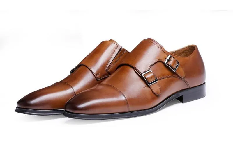 Men's Wedding Leather Oxfords With Double Buckle