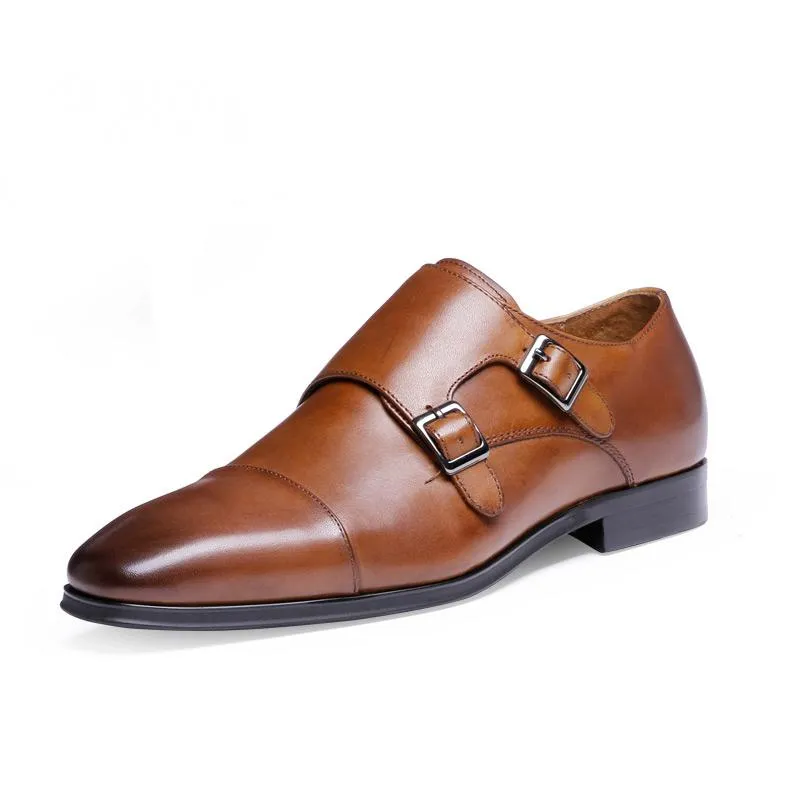 Men's Wedding Leather Oxfords With Double Buckle