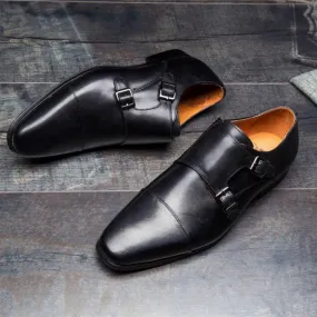 Men's Wedding Leather Oxfords With Double Buckle
