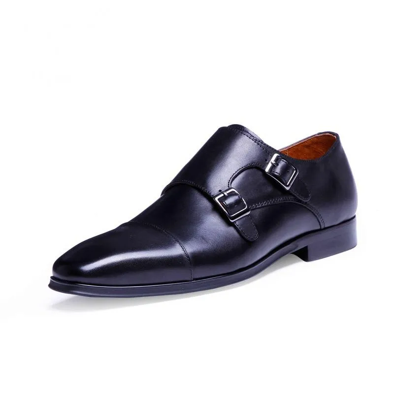 Men's Wedding Leather Oxfords With Double Buckle