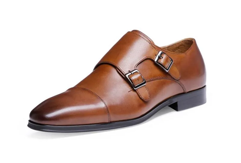 Men's Wedding Leather Oxfords With Double Buckle
