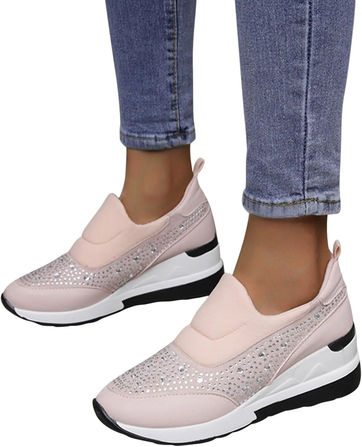 Orthopedic Shoes for Women Comfortable Running Shoes Breathable Mesh Womens Slip On Sneakers Women Walking Shoes with Arch Support Tennis Shoes Lightweight Casual Sneakers for Gym Travel Work