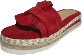 Sandals for Women Slip On Espadrilles Wedges Sandals Platform Bow Knot Open Toe Flip Flops Beach Travel Vacation Slippers Summer Dressy Mules Shoes Casual Flat Slippers