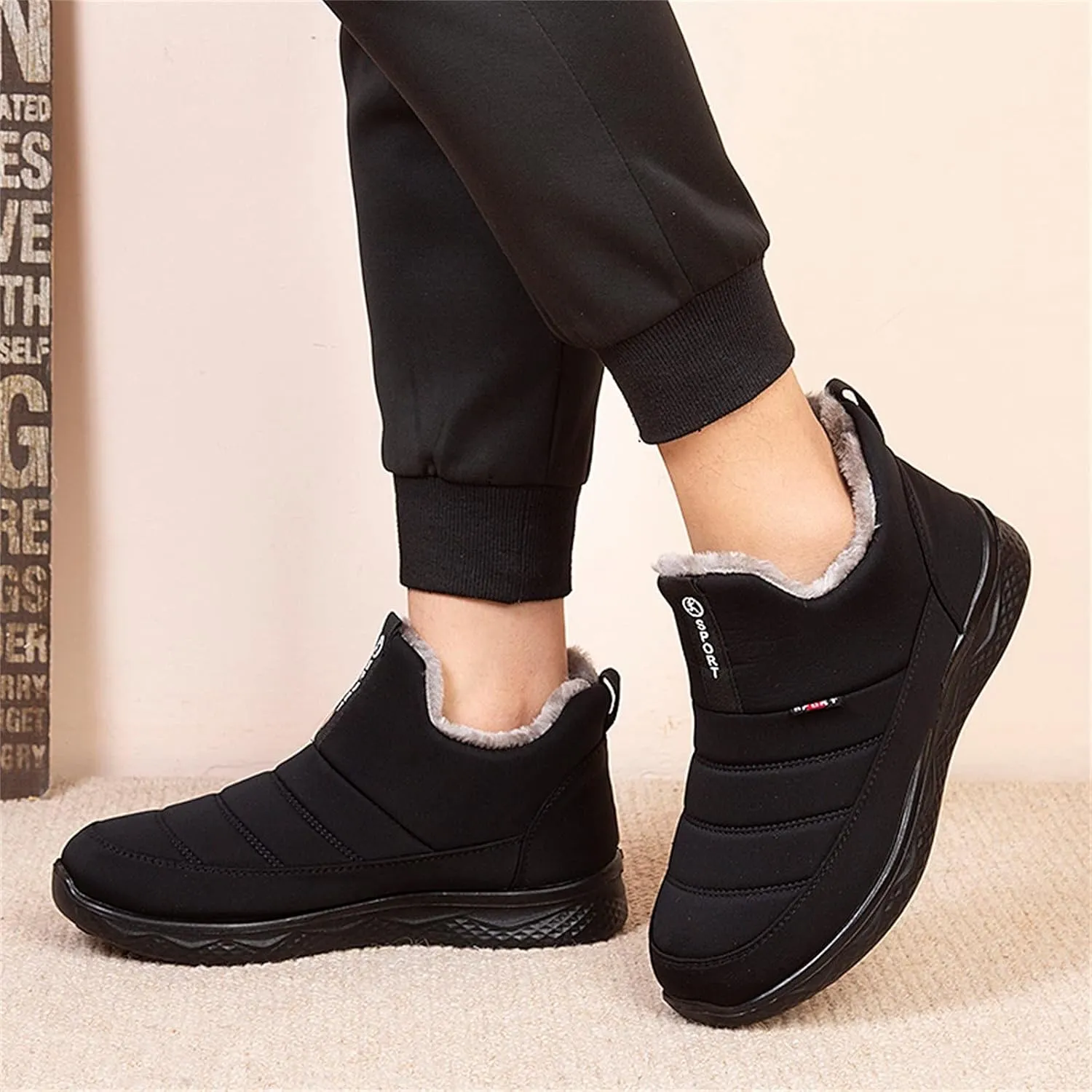 Snow Shoes for Men Womens Winter Non-Slip Ankle Booties Waterproof Work Boots for Men
