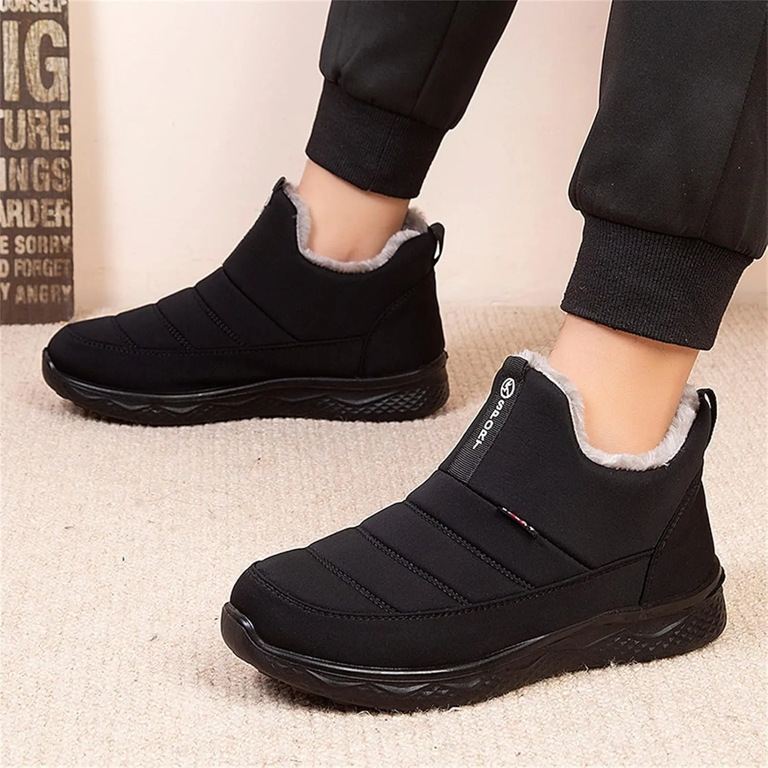 Snow Shoes for Men Womens Winter Non-Slip Ankle Booties Waterproof Work Boots for Men