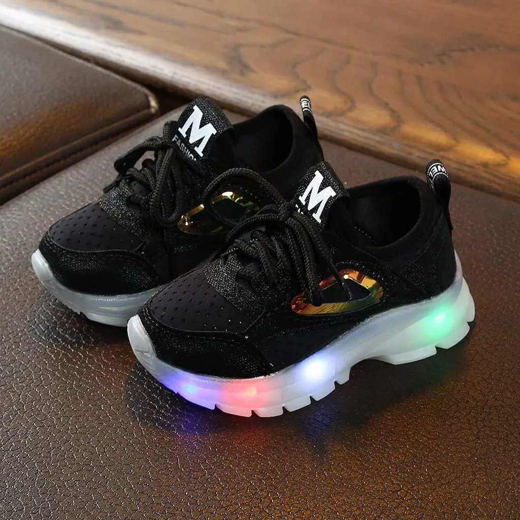 Toddler Kids Led Luminous Sport Shoes 15M-6T Little Boy Girl Solid Breathable Mesh Fashion Run Sneakers Shoes