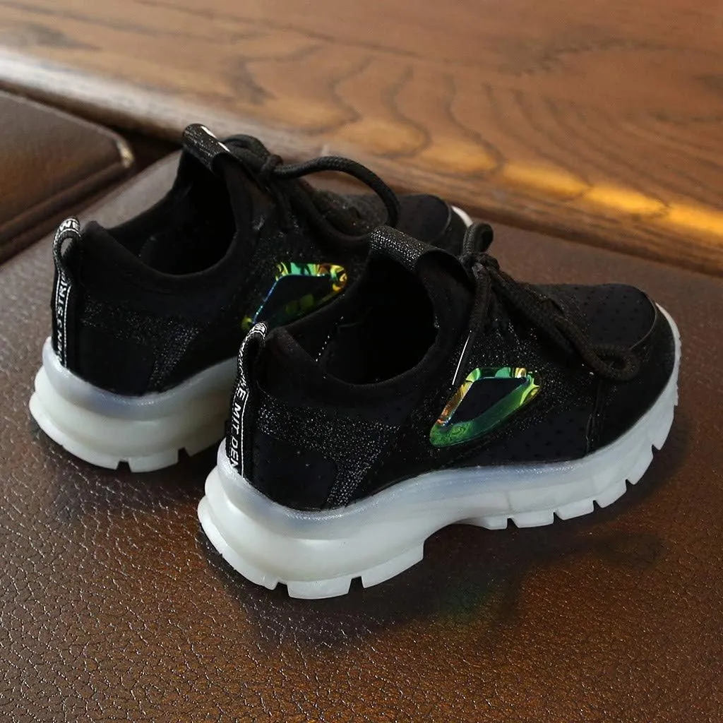 Toddler Kids Led Luminous Sport Shoes 15M-6T Little Boy Girl Solid Breathable Mesh Fashion Run Sneakers Shoes