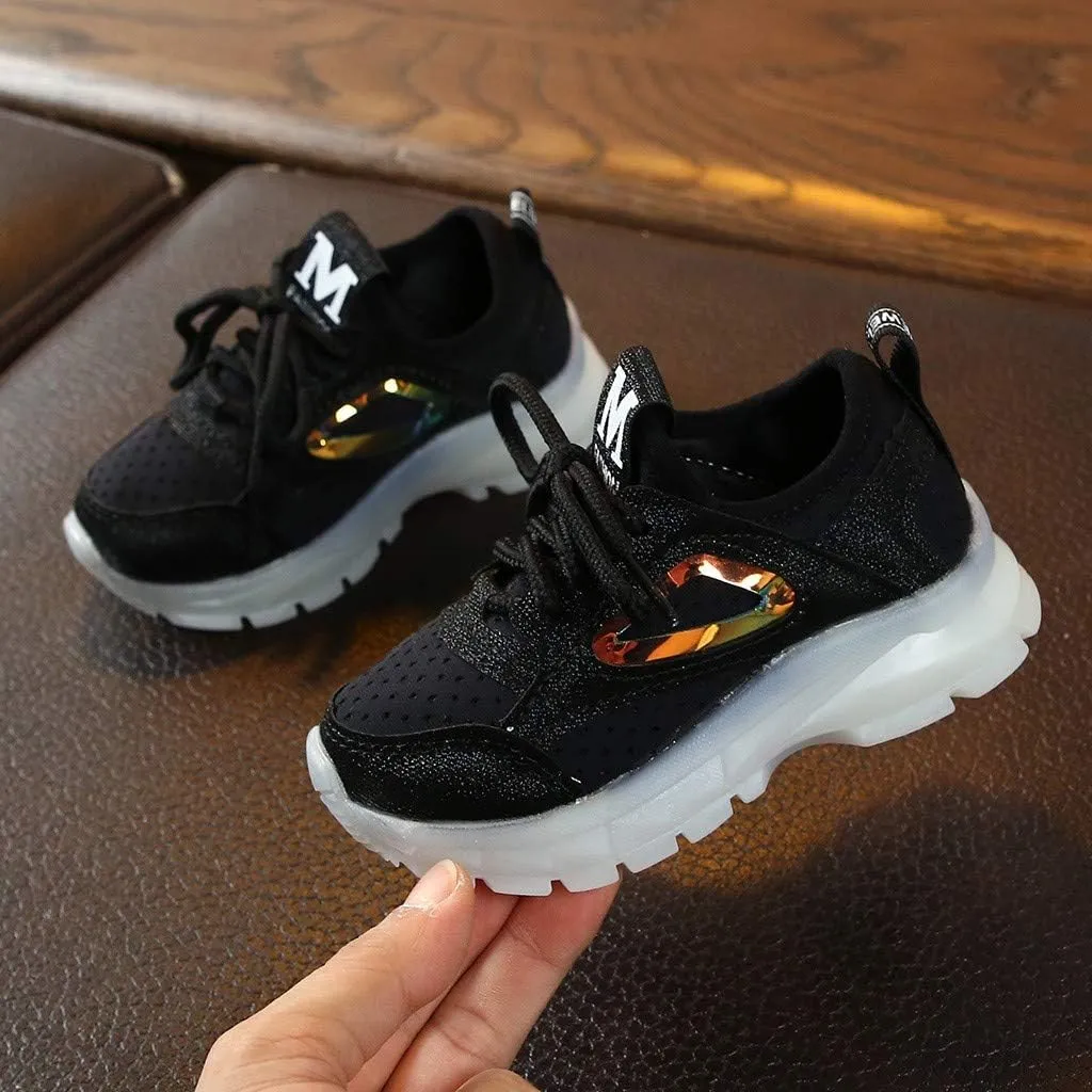 Toddler Kids Led Luminous Sport Shoes 15M-6T Little Boy Girl Solid Breathable Mesh Fashion Run Sneakers Shoes