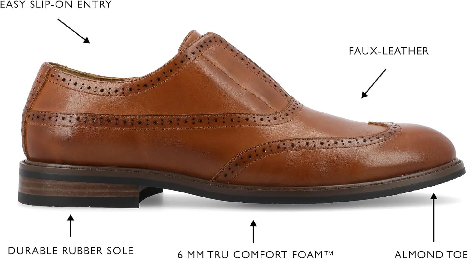 Vance Co. Mens Brogue Faux Leather Oxfords