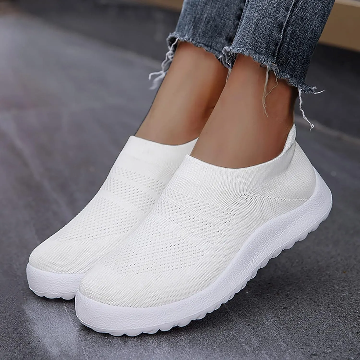Womens White Platform Sneakers High Top Platform Shoes Fashion Canvas Walking Shoes Women Slide On Loafers Women Shoes Men's Slip On Sneakers